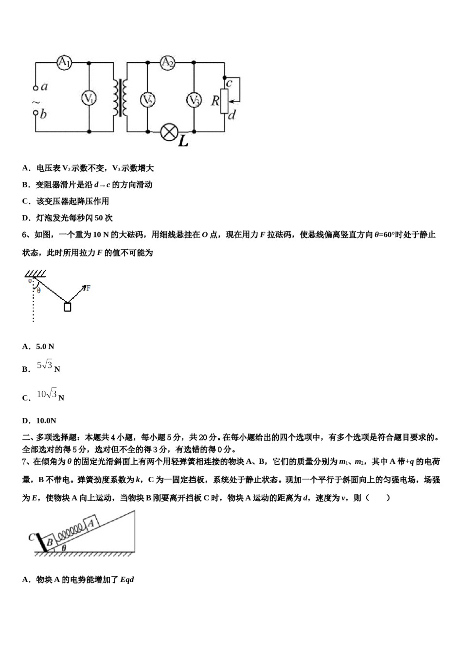 2024届上海市华师大二附中高三第二次联考物理试卷含解析.doc_第3页