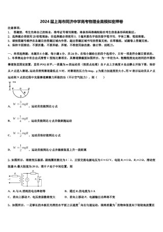 2024届上海市同济中学高考物理全真模拟密押卷含解析.doc