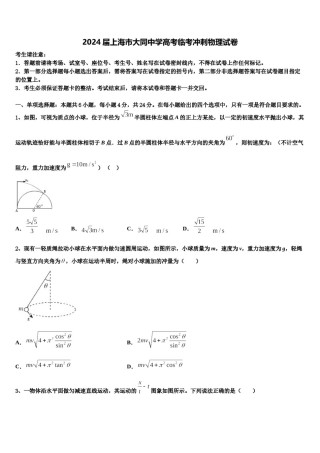 2024届上海市大同中学高考临考冲刺物理试卷含解析.doc