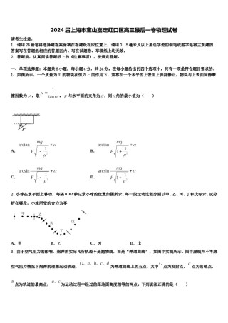 2024届上海市宝山嘉定虹口区高三最后一卷物理试卷含解析.doc