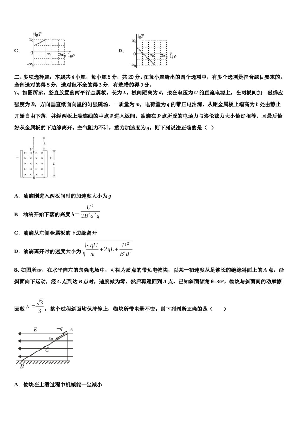 2024届上海市实验学校高三下学期一模考试物理试题含解析.doc_第3页