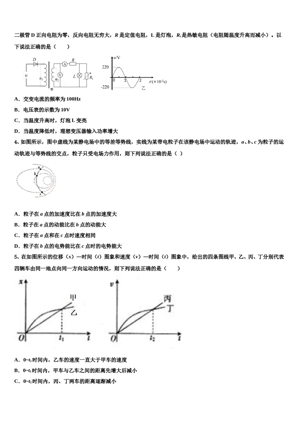 2024届上海市罗店中学高三第一次模拟考试物理试卷含解析.doc_第2页