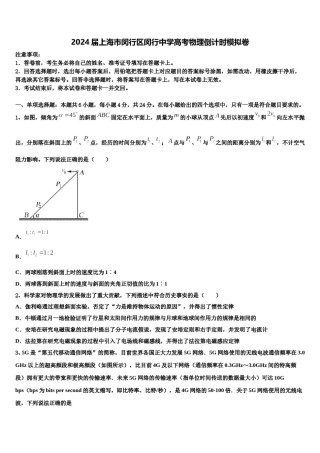 2024届上海市闵行区闵行中学高考物理倒计时模拟卷含解析.doc