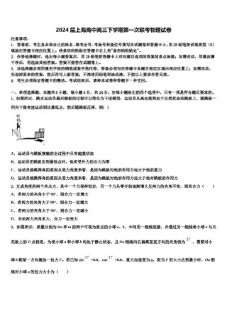 2024届上海高中高三下学期第一次联考物理试卷含解析.doc
