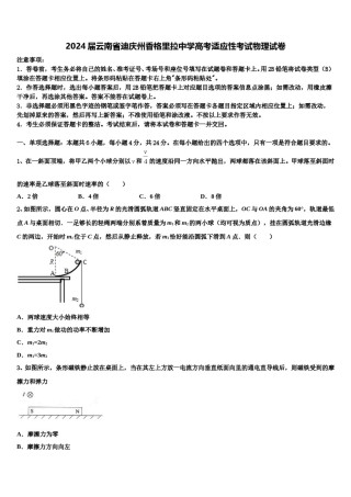 2024届云南省迪庆州香格里拉中学高考适应性考试物理试卷含解析.doc