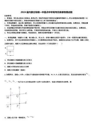 2024届内蒙古包钢一中重点中学高考仿真卷物理试题含解析.doc