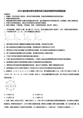 2024届内蒙古鄂尔多斯市高三适应性调研考试物理试题含解析.doc