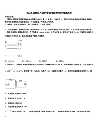 2024届北京人大附中高考临考冲刺物理试卷含解析.doc