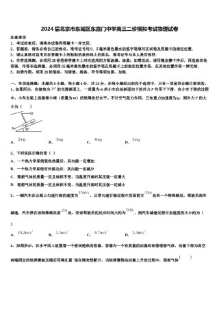 2024届北京市东城区东直门中学高三二诊模拟考试物理试卷含解析.doc