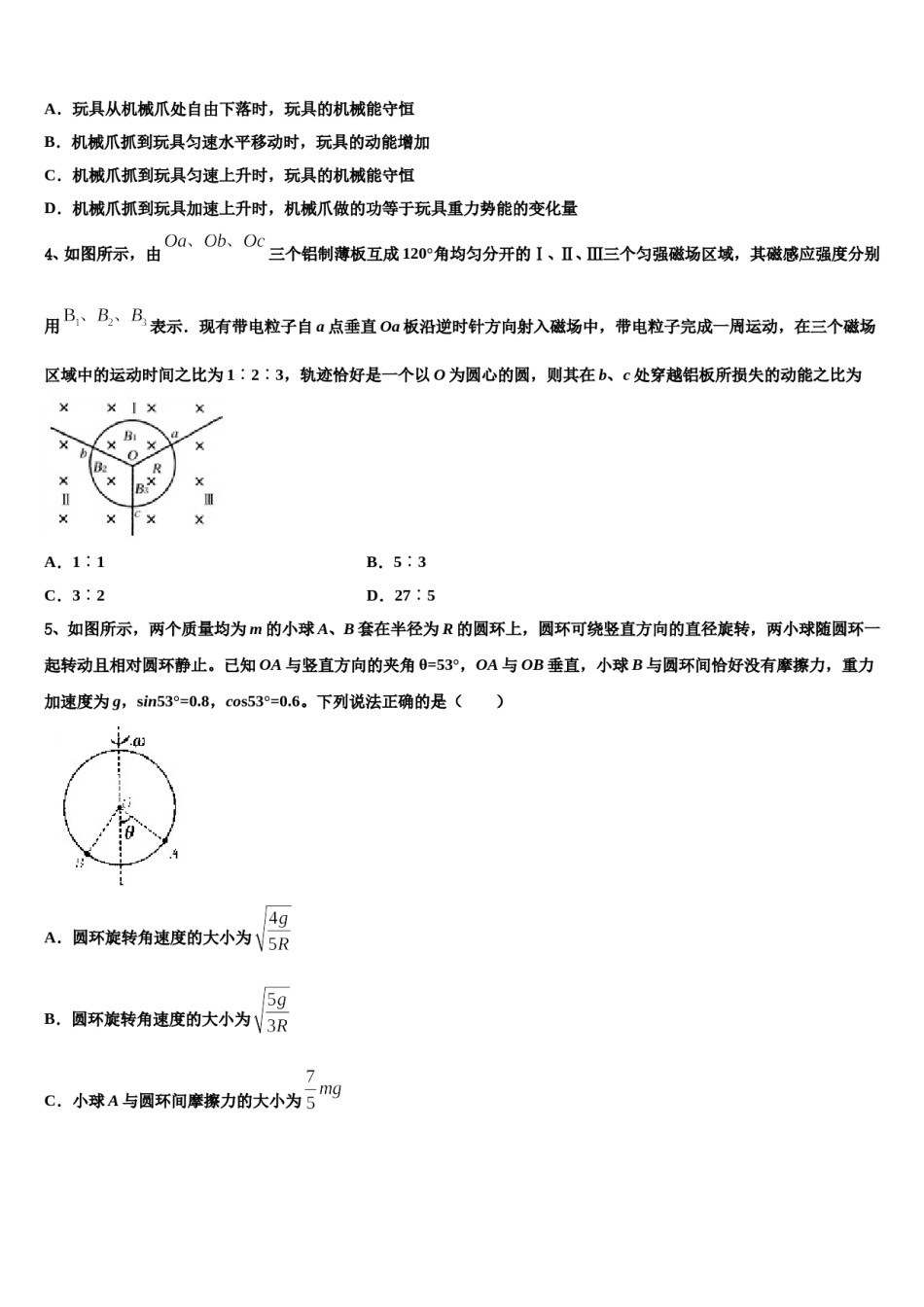 2024届北京市朝阳区17中高三适应性调研考试物理试题含解析.doc_第2页