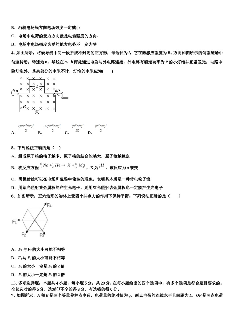2024届吉林省北大附属长春实验学校高考冲刺物理模拟试题含解析.doc_第2页