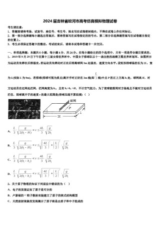 2024届吉林省蛟河市高考仿真模拟物理试卷含解析.doc
