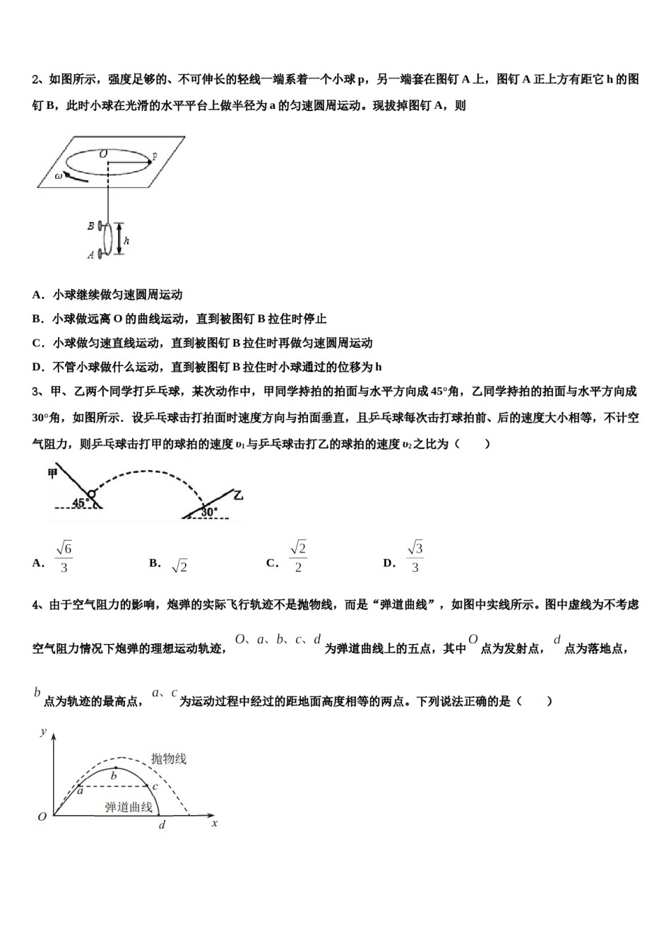2024届吉林省通化市梅河口市博文学校高考仿真卷物理试题含解析.doc_第2页