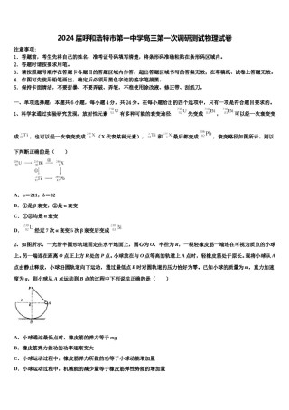 2024届呼和浩特市第一中学高三第一次调研测试物理试卷含解析.doc
