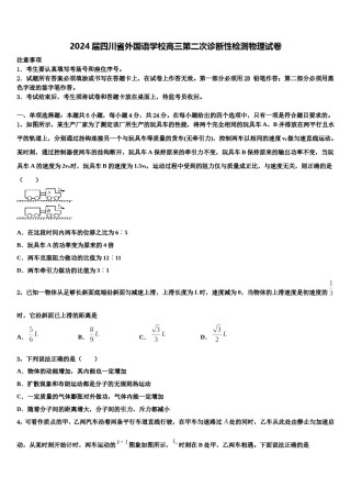2024届四川省外国语学校高三第二次诊断性检测物理试卷含解析.doc