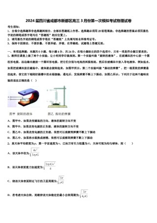 2024届四川省成都市新都区高三3月份第一次模拟考试物理试卷含解析.doc