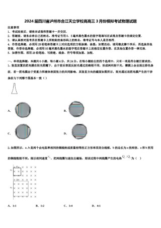 2024届四川省泸州市合江天立学校高高三3月份模拟考试物理试题含解析.doc