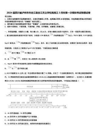 2024届四川省泸州市市合江县合江天立学校高高三3月份第一次模拟考试物理试卷含解析.doc
