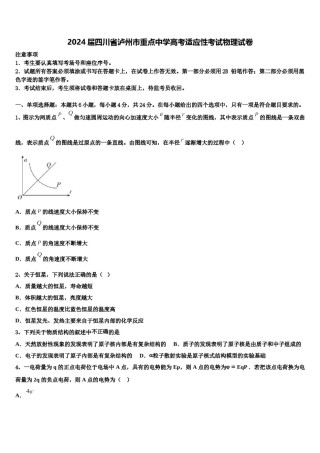 2024届四川省泸州市重点中学高考适应性考试物理试卷含解析.doc