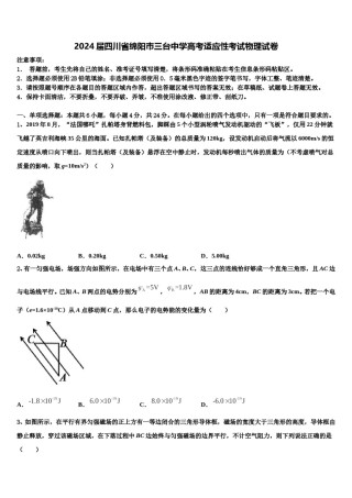 2024届四川省绵阳巿三台中学高考适应性考试物理试卷含解析.doc