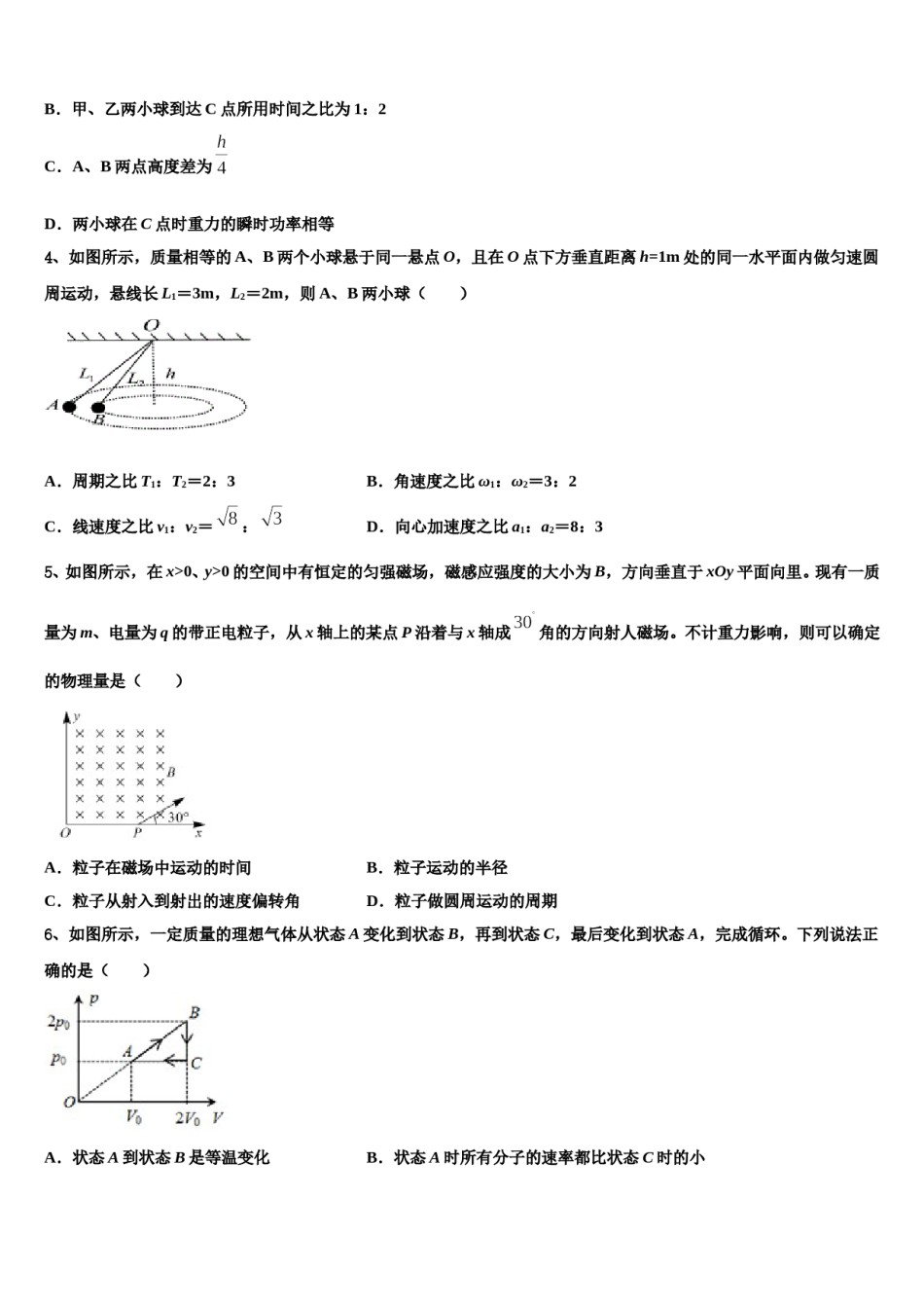 2024届四川省达州市高考物理必刷试卷含解析.doc_第2页