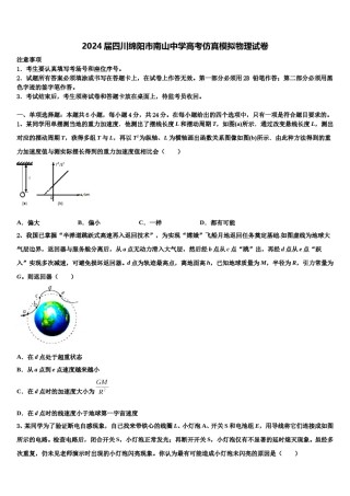 2024届四川绵阳市南山中学高考仿真模拟物理试卷含解析.doc