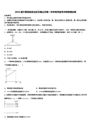 2024届宁夏回族自治区石嘴山市第一中学高考临考冲刺物理试卷含解析.doc