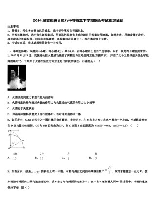 2024届安徽省合肥八中等高三下学期联合考试物理试题含解析.doc