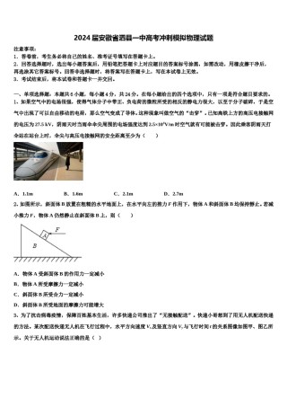 2024届安徽省泗县一中高考冲刺模拟物理试题含解析.doc