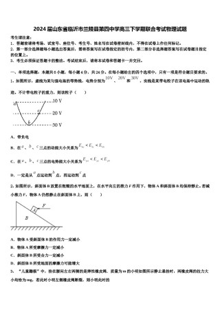 2024届山东省临沂市兰陵县第四中学高三下学期联合考试物理试题含解析.doc