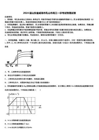 2024届山东省威海市乳山市高三一诊考试物理试卷含解析.doc