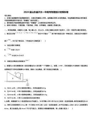 2024届山东省沂水一中高考物理倒计时模拟卷含解析.doc