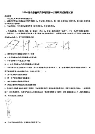 2024届山东省泰安市高三第一次调研测试物理试卷含解析.doc