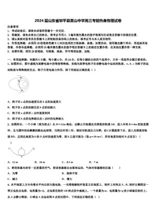 2024届山东省邹平县黄山中学高三考前热身物理试卷含解析.doc