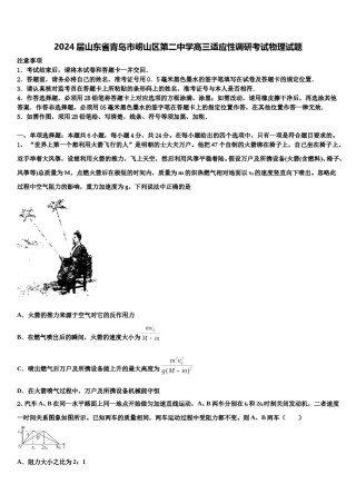 2024届山东省青岛市崂山区第二中学高三适应性调研考试物理试题含解析.doc