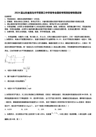 2024届山东省青岛市平度第三中学高考全国统考预测密卷物理试卷含解析.doc