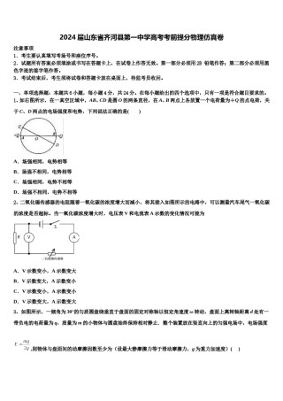 2024届山东省齐河县第一中学高考考前提分物理仿真卷含解析.doc