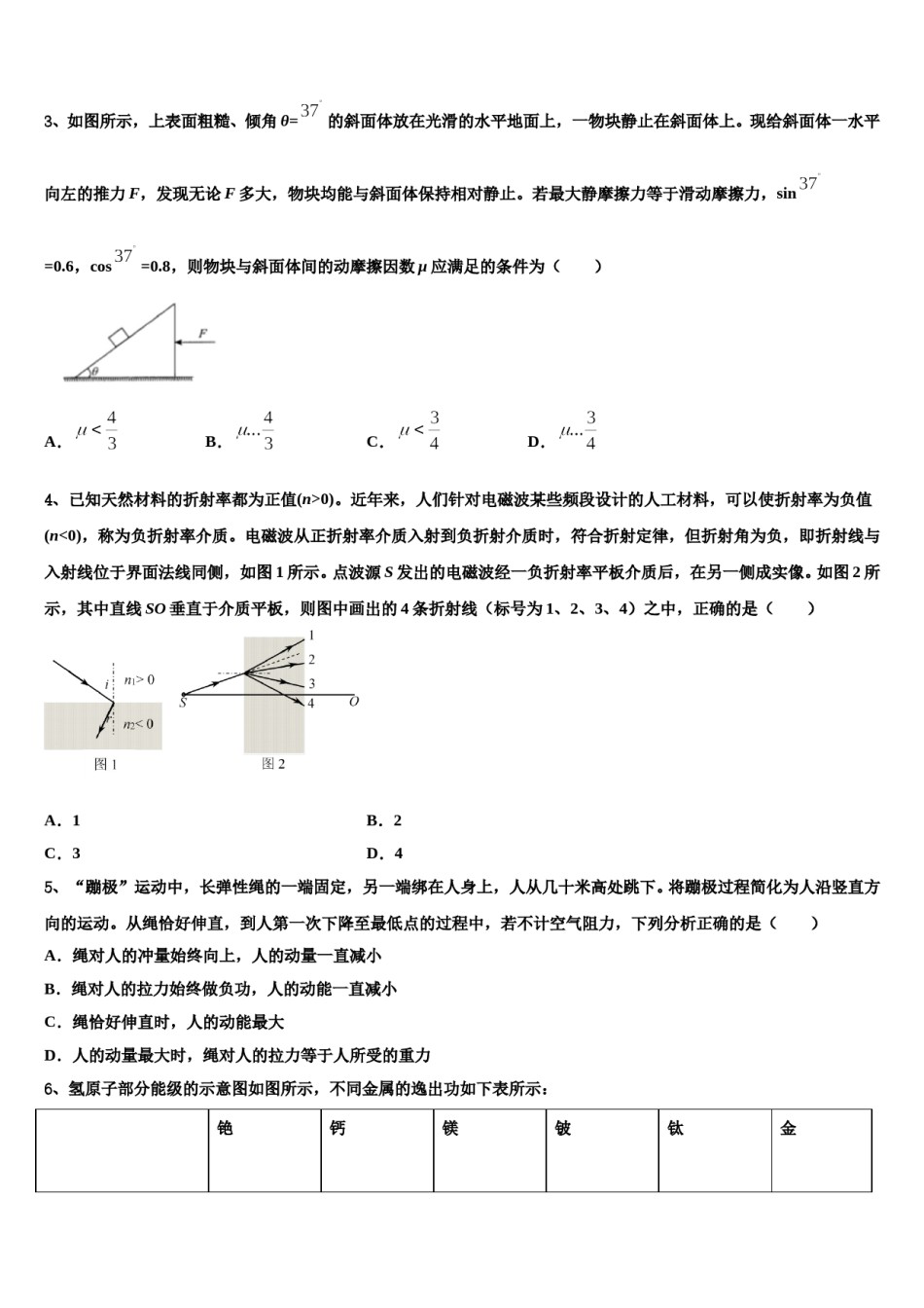 2024届山西省西安中学高三第二次模拟考试物理试卷含解析.doc_第2页
