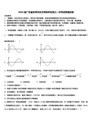 2024届广东省东莞市东方明珠学校高三一诊考试物理试卷含解析.doc