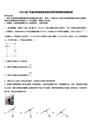 2024届广东省华附南海实验高中高考考前模拟物理试题含解析.doc