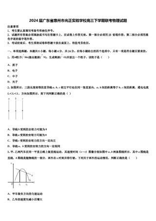2024届广东省惠州市光正实验学校高三下学期联考物理试题含解析.doc