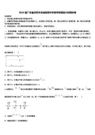 2024届广东省深圳市龙城高级中学高考物理倒计时模拟卷含解析.doc