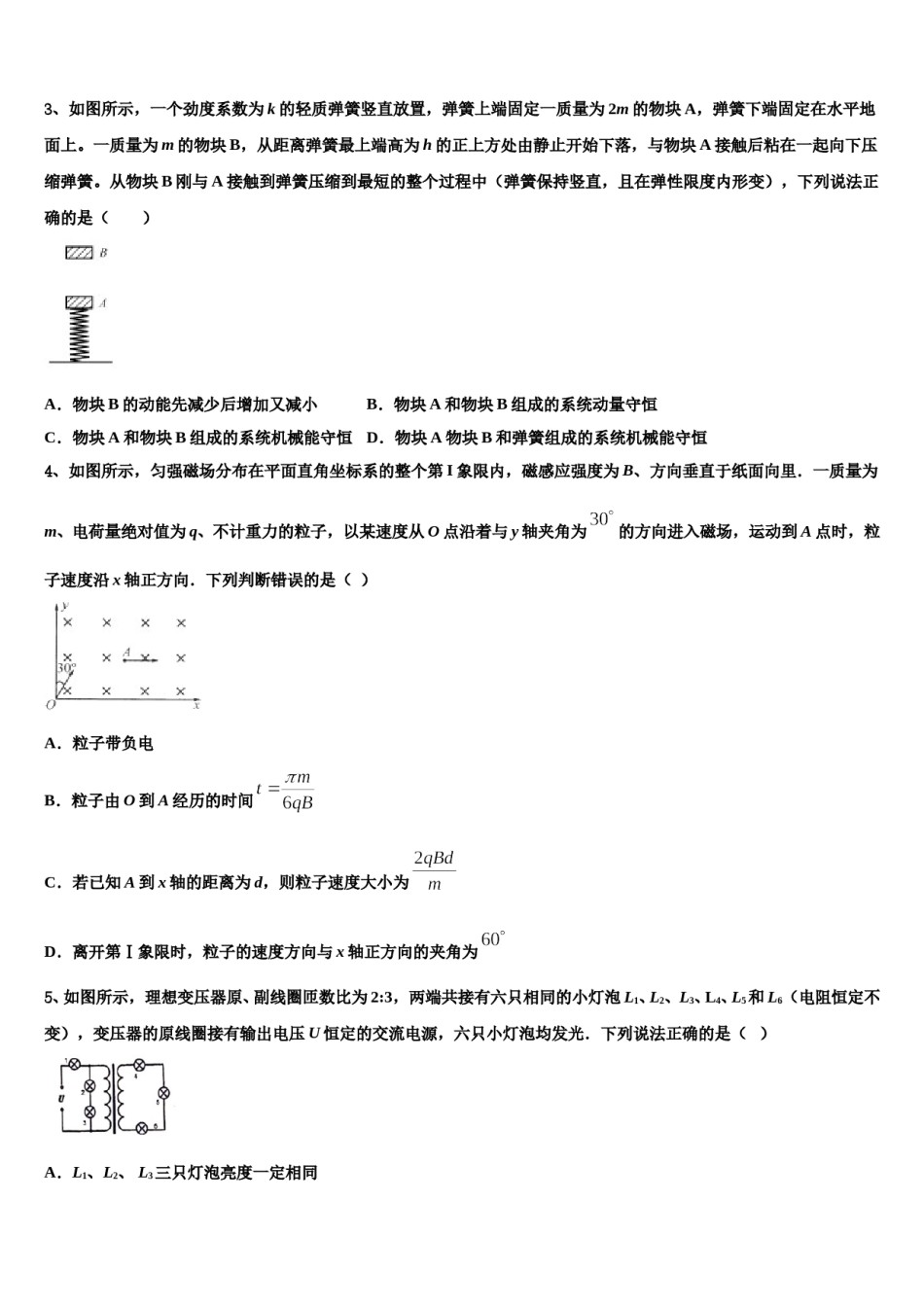 2024届广东省深圳市龙文教育高三第二次诊断性检测物理试卷含解析.doc_第2页