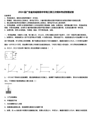 2024届广东省龙城高级中学高三第三次模拟考试物理试卷含解析.doc