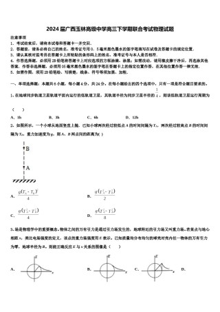 2024届广西玉林高级中学高三下学期联合考试物理试题含解析.doc