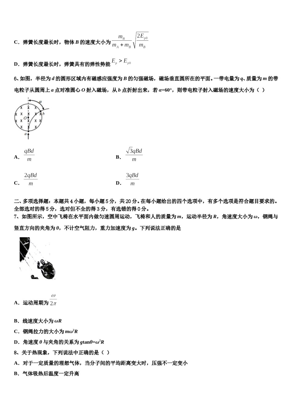 2024届新疆生产建设兵团第一师高级中学高三下第一次测试物理试题含解析.doc_第3页