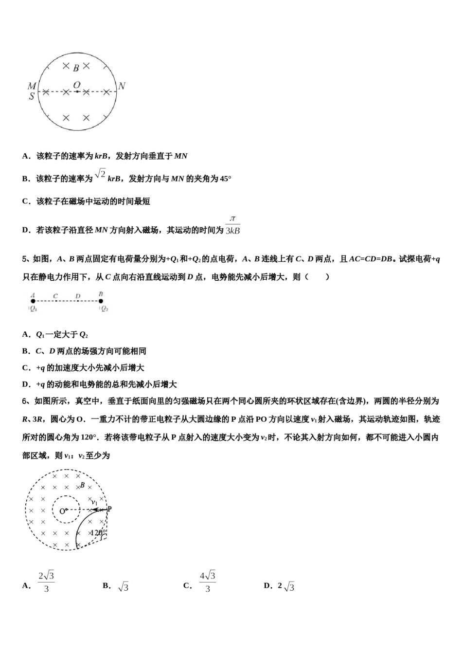 2024届武汉外国语学校高三3月份第一次模拟考试物理试卷含解析.doc_第2页