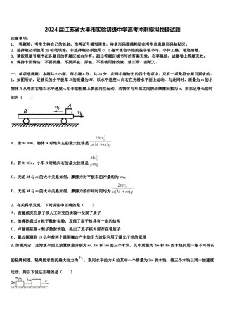 2024届江苏省大丰市实验初级中学高考冲刺模拟物理试题含解析.doc