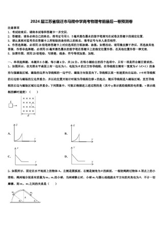 2024届江苏省宿迁市马陵中学高考物理考前最后一卷预测卷含解析.doc