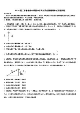 2024届江苏省徐州市诚贤中学高三适应性调研考试物理试题含解析.doc